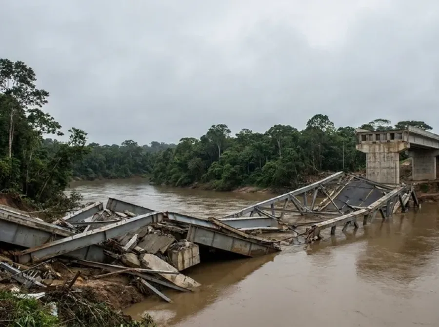 Ponte de R$ 36 mi desaba no AC 2 anos após inauguração; 4 pessoas ficaram feridas